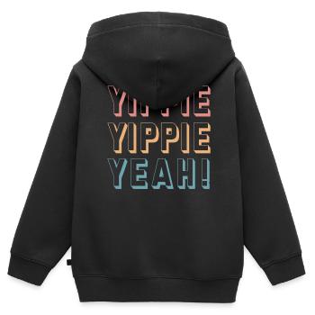 Yippie Yippie Yeah! Spass - Kinder Premium Organic Zip Hoodie - Schwarz - Hinten - AI Model Kid Male (0cm)