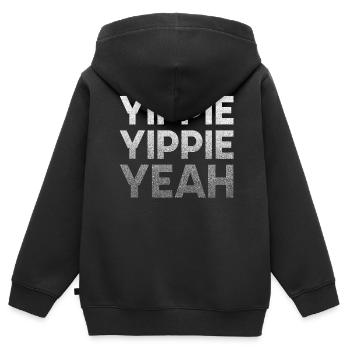 Yippie Yippie Yeah! Spass - Kinder Premium Organic Zip Hoodie - Schwarz - Hinten - AI Model Kid Male (0cm)