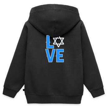 Hanoukka Juif Israël Juifs Hanoukka Cadeau - Sweat Premium à capuche zippé enfant bio - noir - Dos - AI Model Kid Male (0cm)