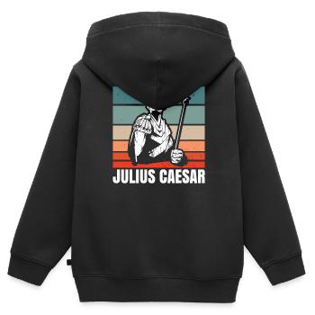 Jules César Rome Italie Empire romain - Sweat Premium à capuche zippé enfant bio - noir - Dos - AI Model Kid Male (0cm)