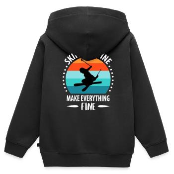 Ski skiing Skiers Skiing Holidays - Kids Premium Organic Zip-up Hoodie - black - Back - AI Model Kid Male (0cm)