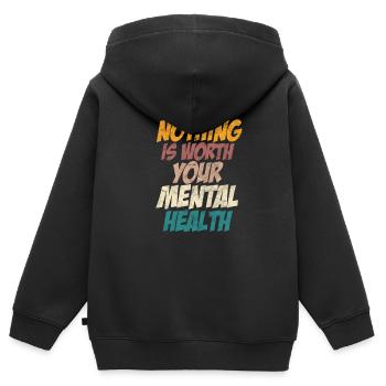 Psychische Gesundheit - Kinder Premium Organic Zip Hoodie - Schwarz - Hinten - AI Model Kid Male (0cm)