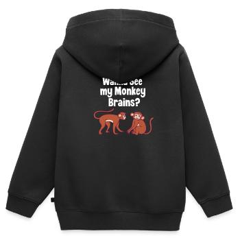 Singe Singe Singe Cadeau - Sweat Premium à capuche zippé enfant bio - noir - Dos - AI Model Kid Male (0cm)