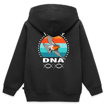 Observation des oiseaux Oiseaux Observation des oiseaux Oiseaux - Sweat Premium à capuche zippé enfant bio - noir - Dos - AI Model Kid Male (0cm)