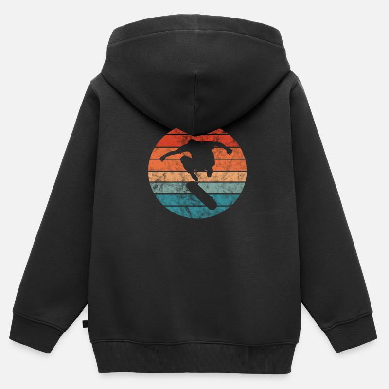 Skateboard - Sweat Premium à capuche zippé enfant bio - noir