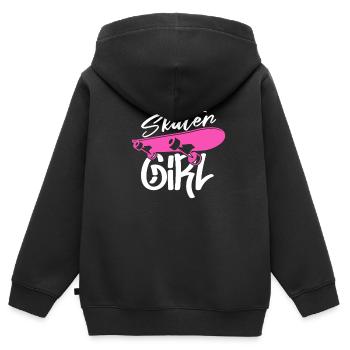 Skater Girl Skateboard Skate Skater Cadeau - Sweat Premium à capuche zippé enfant bio - noir - Dos - AI Model Kid Male (0cm)