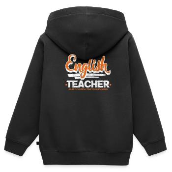 Englisch Lehrer - Kinder Premium Organic Zip Hoodie - Schwarz - Hinten - AI Model Kid Male (0cm)