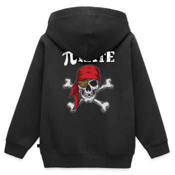 Pi Rate Drôle Math Pirate Blague - Sweat Premium à capuche zippé enfant bio - noir - Dos - AI Model Kid Male (0cm)