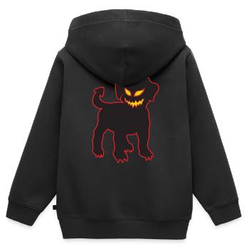 Halloween Teufel Hund Dämonischer Welpen glühend - Kinder Premium Organic Zip Hoodie - Schwarz - Hinten - AI Model Kid Male (0cm)