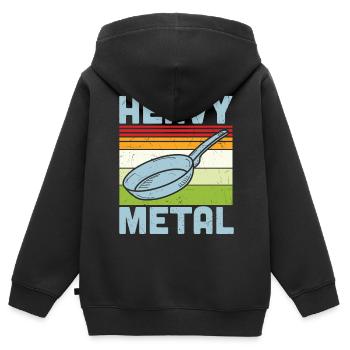 Heavy Metal Pan Frying Pan - Kids Premium Organic Zip-up Hoodie - black - Back - AI Model Kid Male (0cm)