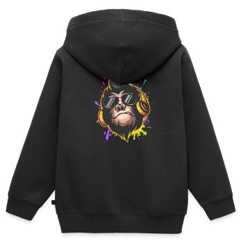 Monkey Music Monkeys Monkey Headphone Cadeau - Sweat Premium à capuche zippé enfant bio - noir - Dos - AI Model Kid Male (0cm)