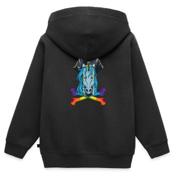 Regenbogen Knochen - Piraten Einhorn - Kinder Premium Organic Zip Hoodie - Schwarz - Hinten - AI Model Kid Male (0cm)