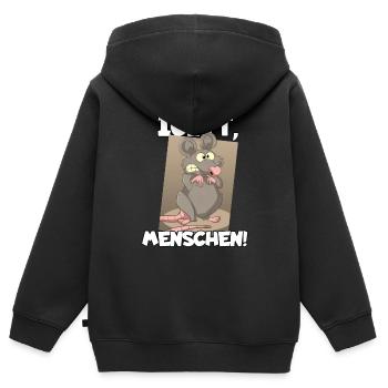 Ratte Igitt Menschen Ich Hasse Menschen - Kinder Premium Organic Zip Hoodie - Schwarz - Hinten - AI Model Kid Male (0cm)