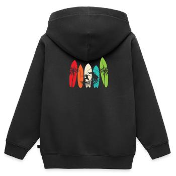Surf Surfer Sea Surfboard Surfergirl Cadeau - Sweat Premium à capuche zippé enfant bio - noir - Dos - AI Model Kid Male (0cm)
