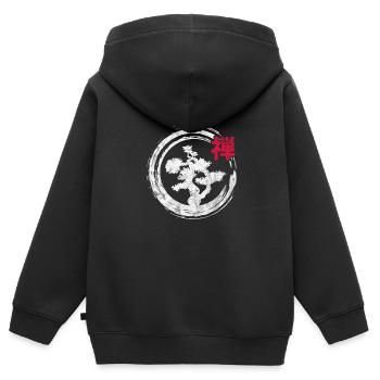 Bonsai - Kinder Premium Organic Zip Hoodie - Schwarz - Hinten - AI Model Kid Male (0cm)
