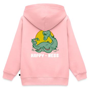 Happy - Ness - Loch Ness Nessie Monster - Kinder Premium Organic Zip Hoodie - Rosa - Hinten - AI Model Kid Female (0cm)