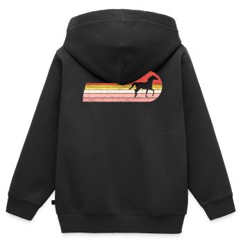 Équitation Vintage Équitation - Sweat Premium à capuche zippé enfant bio - noir - Dos - AI Model Kid Male (0cm)