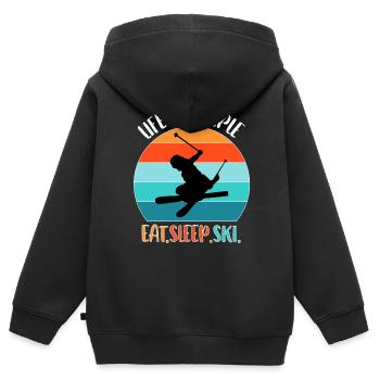 Ski skiing Skiers Skiing Holidays - Kids Premium Organic Zip-up Hoodie - black - Back - AI Model Kid Male (0cm)