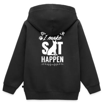 Dresseur de chiens École canine Maître-chien Dicton - Sweat Premium à capuche zippé enfant bio - noir - Dos - AI Model Kid Male (0cm)
