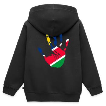 Namibia - Kinder Premium Organic Zip Hoodie - Schwarz - Hinten - AI Model Kid Male (0cm)