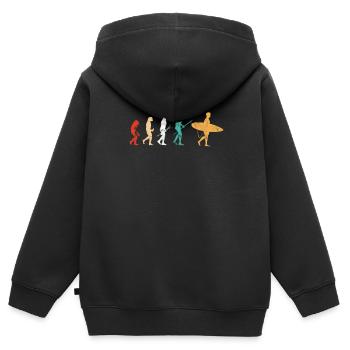 Surfen Evolution Surfer Surfergirl Geschenk - Kinder Premium Organic Zip Hoodie - Schwarz - Hinten - AI Model Kid Male (0cm)