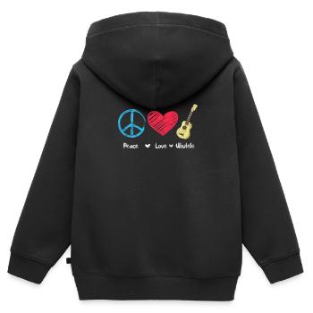 Ukulele - Kinder Premium Organic Zip Hoodie - Schwarz - Hinten - AI Model Kid Male (0cm)