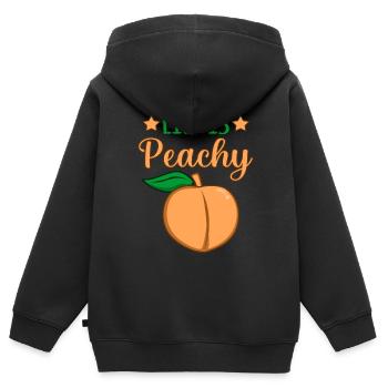 Pfirsich - Kinder Premium Organic Zip Hoodie - Schwarz - Hinten - AI Model Kid Male (0cm)