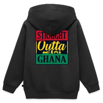 Ghana - Kinder Premium Organic Zip Hoodie - Schwarz - Hinten - AI Model Kid Male (0cm)