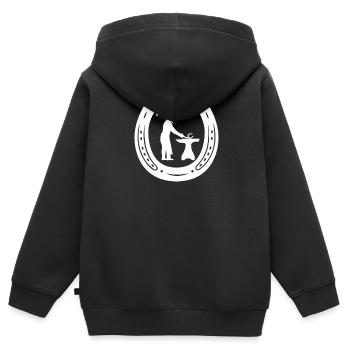 Horse Smith Horseshoe Horsesmith Outil - Sweat Premium à capuche zippé enfant bio - noir - Dos - AI Model Kid Male (0cm)