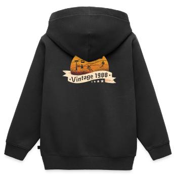 Skieur Remontée mécanique né en 1988 Anniversaire - Sweat Premium à capuche zippé enfant bio - noir - Dos - AI Model Kid Male (0cm)