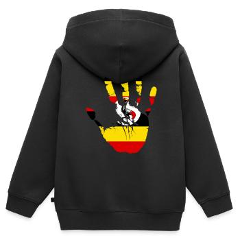 Uganda - Kids Premium Organic Zip-up Hoodie - black - Back - AI Model Kid Male (0cm)