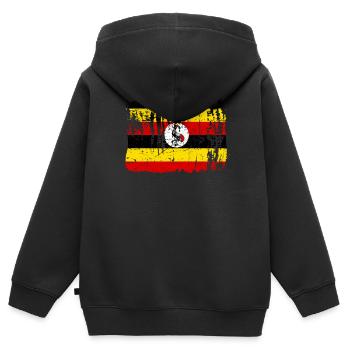 Uganda - Kids Premium Organic Zip-up Hoodie - black - Back - AI Model Kid Male (0cm)
