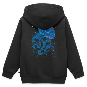 Qualle - Kinder Premium Organic Zip Hoodie - Schwarz - Hinten - AI Model Kid Male (0cm)
