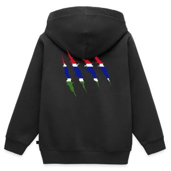 Gambia - Kinder Premium Organic Zip Hoodie - Schwarz - Hinten - AI Model Kid Male (0cm)