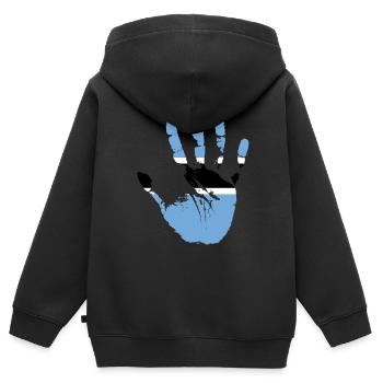 Botswana - Kinder Premium Organic Zip Hoodie - Schwarz - Hinten - AI Model Kid Male (0cm)
