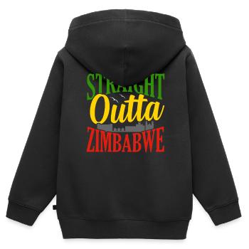 Zimbabwe - Sweat Premium à capuche zippé enfant bio - noir - Dos - AI Model Kid Male (0cm)