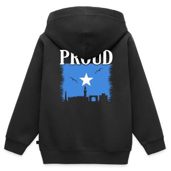 Somalia - Kinder Premium Organic Zip Hoodie - Schwarz - Hinten - AI Model Kid Male (0cm)