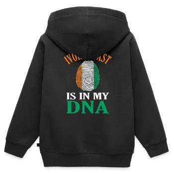 Côte d’Ivoire - Sweat Premium à capuche zippé enfant bio - noir - Dos - AI Model Kid Male (0cm)