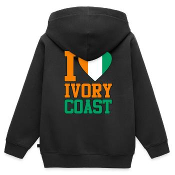 Côte d’Ivoire - Sweat Premium à capuche zippé enfant bio - noir - Dos - AI Model Kid Male (0cm)