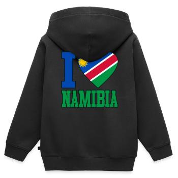 Namibia - Kinder Premium Organic Zip Hoodie - Schwarz - Hinten - AI Model Kid Male (0cm)