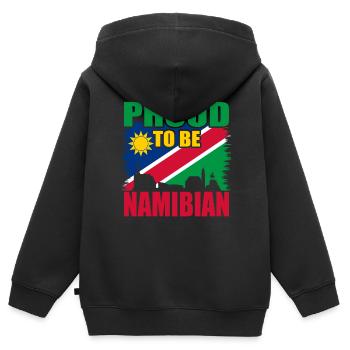 Namibia - Kinder Premium Organic Zip Hoodie - Schwarz - Hinten - AI Model Kid Male (0cm)