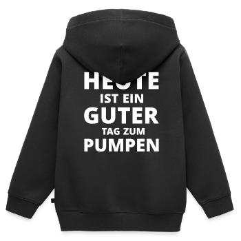 Pumpen Gym Kraftsport Muskelaufbau Spruch Geschenk - Kinder Premium Organic Zip Hoodie - Schwarz - Hinten - AI Model Kid Male (0cm)