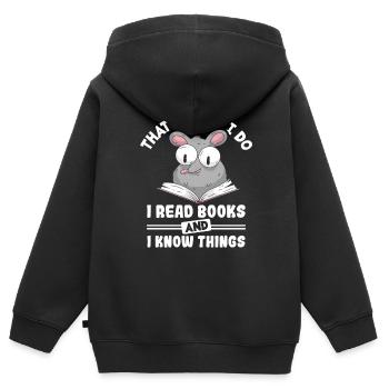 Lesen Leser - Kinder Premium Organic Zip Hoodie - Schwarz - Hinten - AI Model Kid Male (0cm)