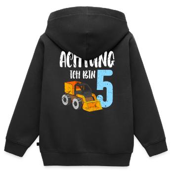 Achtung ich bin 5 Jahre Geburtstag 5. Geburtstag - Kinder Premium Organic Zip Hoodie - Schwarz - Hinten - AI Model Kid Male (0cm)