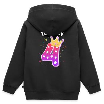 Ich bin 4 Jahre 4. Geburtstag Mädchen - Kinder Premium Organic Zip Hoodie - Schwarz - Hinten - AI Model Kid Male (0cm)
