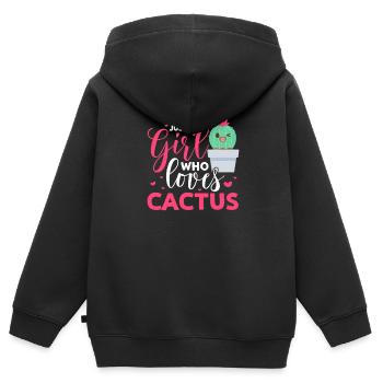 Cactus Fille Cactus Fille Fille Cadeau - Sweat Premium à capuche zippé enfant bio - noir - Dos - AI Model Kid Male (0cm)