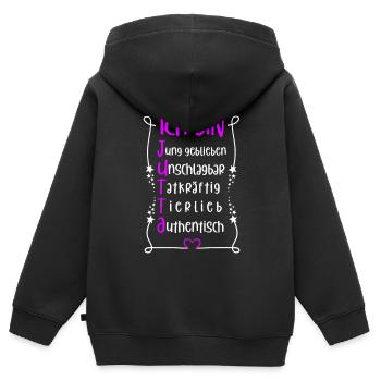 Für den besten Menschen - Ich bin Jutta - Kinder Premium Organic Zip Hoodie - Schwarz - Hinten - AI Model Kid Male (0cm)