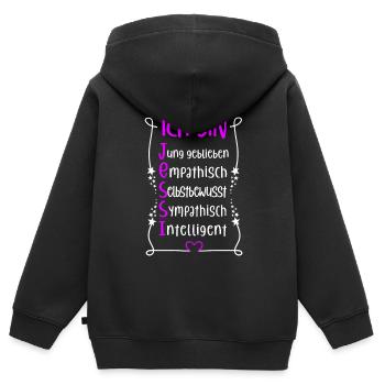 Für den besten Menschen - Ich bin Jessi - Kinder Premium Organic Zip Hoodie - Schwarz - Hinten - AI Model Kid Male (0cm)