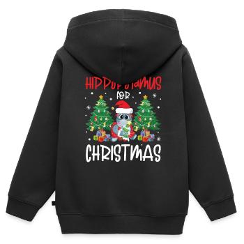 I Want A Hippopotamus for Christmas Funny - Kinder Premium Organic Zip Hoodie - Schwarz - Hinten - AI Model Kid Male (0cm)