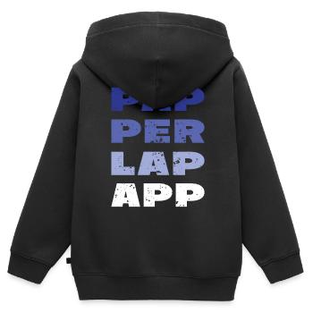 PAP PER LAP APP - Kinder Premium Organic Zip Hoodie - Schwarz - Hinten - AI Model Kid Male (0cm)